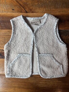 BearPaw Kids Cream Sherpa Vest with Floral Trim 18 months